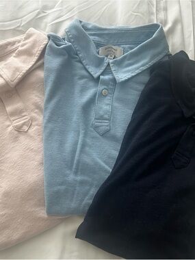 Banana Republic Men's Linen Blend Polo Trio (3) in Light Blue, Pale Pink, Navy